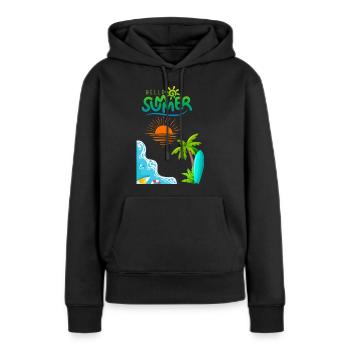 Summertime - Frauen Premium Bio Hoodie - Schwarz - Vorne - Julia (174cm)