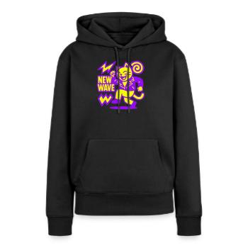 New Wave Cat - Frauen Premium Bio Hoodie - Schwarz - Vorne - Julia (174cm)