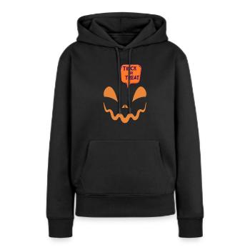 Trick or treat (O2) - Sweat à capuche Premium bio Femme - noir - Devant - Julia (174cm)