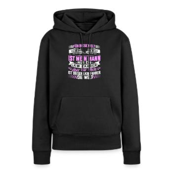 Frau LKW-Fahrer Trucker Fernfahrer Welt - Frauen Premium Bio Hoodie - Schwarz - Vorne - Julia (174cm)