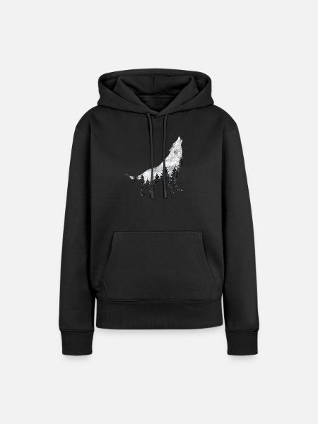 Protection de la faune sauvage du loup - Sweat à capuche Premium bio Femme - noir