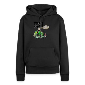 Trail - Frauen Premium Bio Hoodie - Schwarz - Vorne - Julia (174cm)