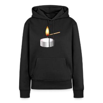 ein kleines Teelicht anzünden mit Streichholz - Frauen Premium Bio Hoodie - Schwarz - Vorne - Julia (174cm)