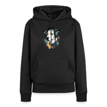 Jay le chien audiophile - Sweat à capuche Premium bio Femme - noir - Devant - Julia (174cm)