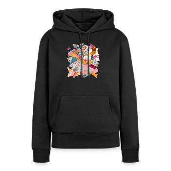 Patchwork de tissu n°2 - Sweat à capuche Premium bio Femme - noir - Devant - Julia (174cm)