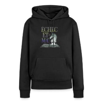Echec et Mat - Sweat à capuche Premium bio Femme - noir - Devant - Julia (174cm)