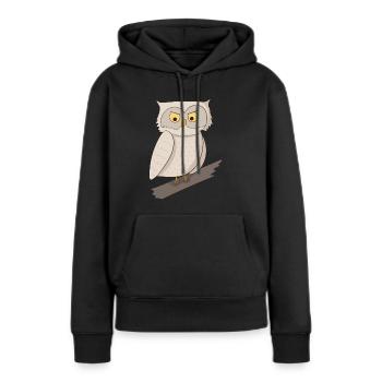 Eule Uhu Kauz - Frauen Premium Bio Hoodie - Schwarz - Vorne - Julia (174cm)