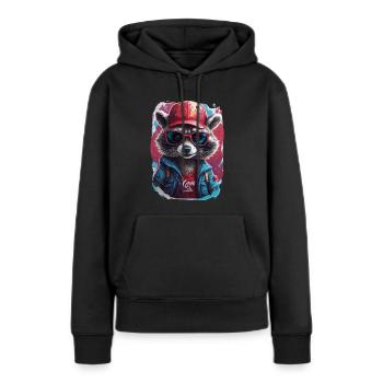 Raccoon Vector - Frauen Premium Bio Hoodie - Schwarz - Vorne - Julia (174cm)