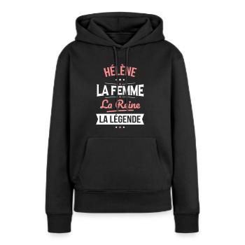 Hélène - La Femme - La Reine - La Légende - Sweat à capuche Premium bio Femme - noir - Devant - Julia (174cm)