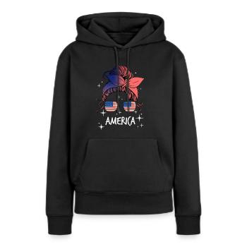 Amérique du Nord - Sweat à capuche Premium bio Femme - noir - Devant - Julia (174cm)