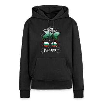 Bulgarie - Sweat à capuche Premium bio Femme - noir - Devant - Julia (174cm)