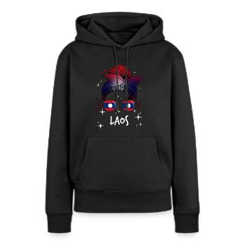 Laos - Sweat à capuche Premium bio Femme - noir - Devant - Julia (174cm)