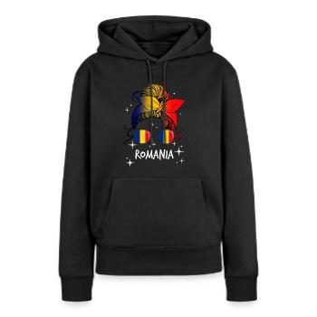 Roumanie - Sweat à capuche Premium bio Femme - noir - Devant - Julia (174cm)