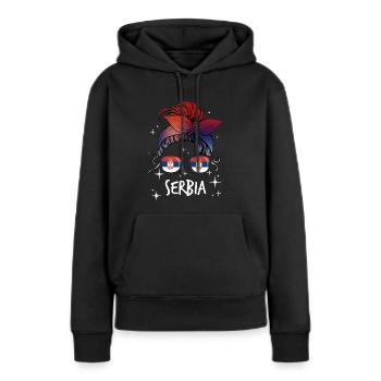 Serbien - Frauen Premium Bio Hoodie - Schwarz - Vorne - Julia (174cm)