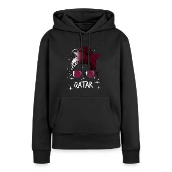 Qatar - Sweat à capuche Premium bio Femme - noir - Devant - Julia (174cm)