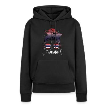 Thaïlande - Sweat à capuche Premium bio Femme - noir - Devant - Julia (174cm)