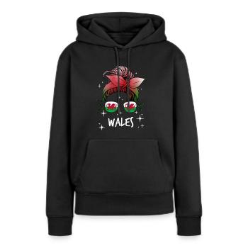 Pays de Galles - Sweat à capuche Premium bio Femme - noir - Devant - Julia (174cm)