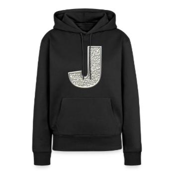 J, lettre, lettre J, initiale, initiale J, monogramme, - Sweat à capuche Premium bio Femme - noir - Devant - Julia (174cm)