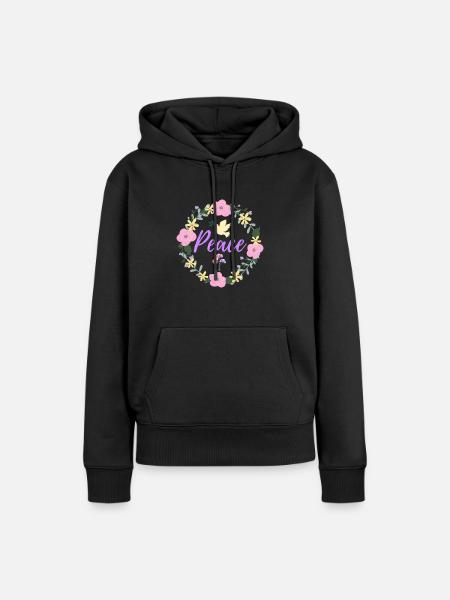 Peace - Frauen Premium Bio Hoodie - Schwarz