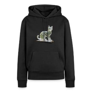 Sculpture of a cat made of colored water drops - Women’s Premium Organic Hoodie - black - Front - Julia (174cm)