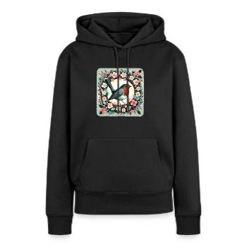 Vintage Robin - Sweat à capuche Premium bio Femme - noir - Devant - Julia (174cm)