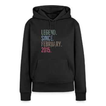 Legende seit Februar 2015 - Frauen Premium Bio Hoodie - Schwarz - Vorne - Julia (174cm)