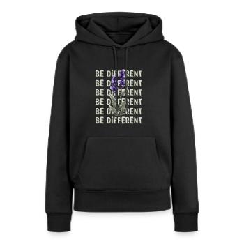 BE DIFFERENT – Lavendel Blumenliebe Affirmationen - Frauen Premium Bio Hoodie - Schwarz - Vorne - Julia (174cm)