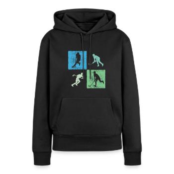 Floorball Unihockey Spiel Motiv Floorball Spieler - Frauen Premium Bio Hoodie - Schwarz - Vorne - Julia (174cm)