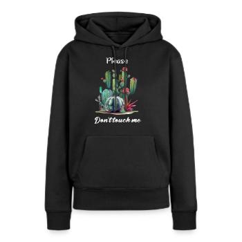 S il te plait, ne me touche pas - Sweat à capuche Premium bio Femme - noir - Devant - Julia (174cm)