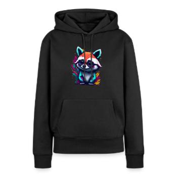 Raton laveur 1 - Sweat à capuche Premium bio Femme - noir - Devant - Julia (174cm)