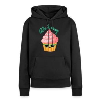 Gâteau-le facilement - Sweat à capuche Premium bio Femme - noir - Devant - Julia (174cm)