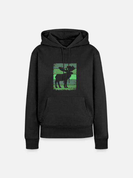 Elch - Frauen Premium Bio Hoodie - Schwarz