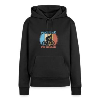 Radler Fahrradfahrer Kurier praktisch nie radlos - Frauen Premium Bio Hoodie - Schwarz - Vorne - Julia (174cm)