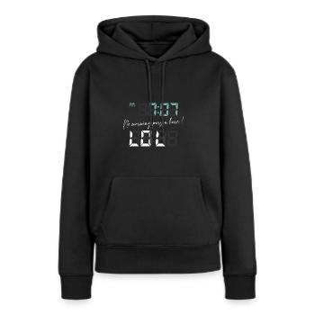 Wachen Sie um 7:07 Uhr mit Humor auf - Frauen Premium Bio Hoodie - Schwarz - Vorne - Julia (174cm)
