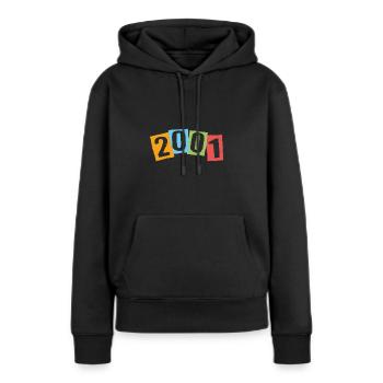 Né en 2001 – Anniversaire avec de grands numéros colorés - Sweat à capuche Premium bio Femme - noir - Devant - Julia (174cm)