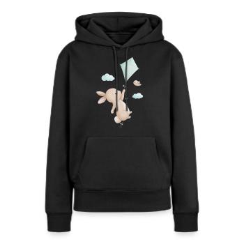 Hase mit Drachen - Frauen Premium Bio Hoodie - Schwarz - Vorne - Julia (174cm)