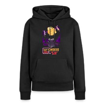 Eat cheese and Sin, Cute Cultist Mouse Illuminati - Women’s Premium Organic Hoodie - black - Front - Julia (174cm)