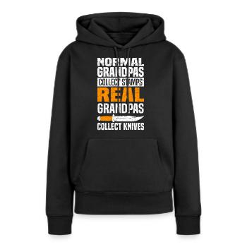 Messer sammeln - Frauen Premium Bio Hoodie - Schwarz - Vorne - Julia (174cm)