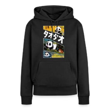 Tao Tao Panda Écran Divisé Texte Japonais - Sweat à capuche Premium bio Femme - noir - Devant - Julia (174cm)