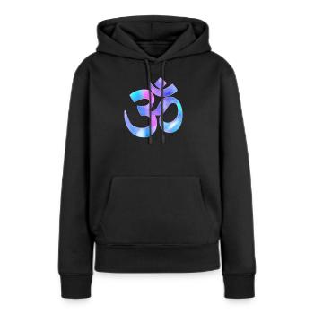 Om - Sweat à capuche Premium bio Femme - noir - Devant - Julia (174cm)