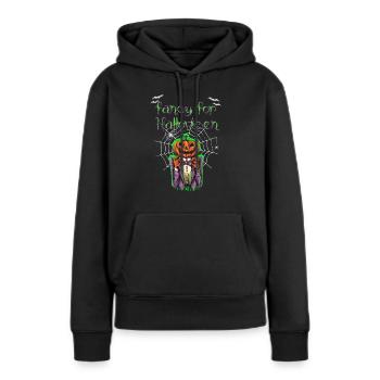Drôle Halloween Pumpkin Gentleman T-shirt / Design - Sweat à capuche Premium bio Femme - noir - Devant - Julia (174cm)