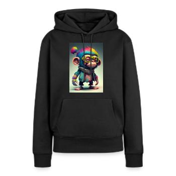Colorful stylish monkey - Women’s Premium Organic Hoodie - black - Front - Julia (174cm)