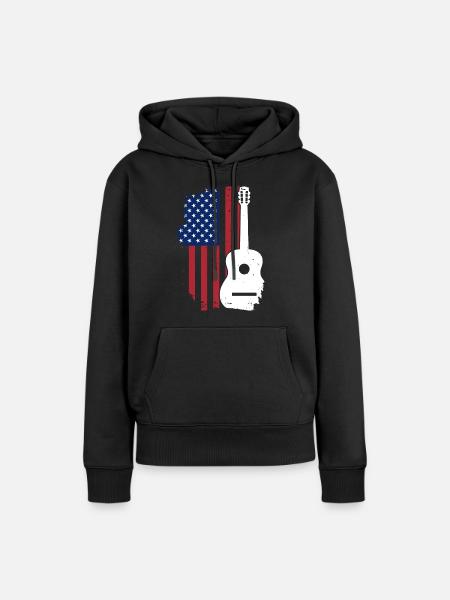 USA Flagge Gitarre - Frauen Premium Bio Hoodie - Schwarz