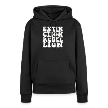 Extinction Rebellion Retro weiss - Frauen Premium Bio Hoodie - Schwarz - Vorne - Julia (174cm)