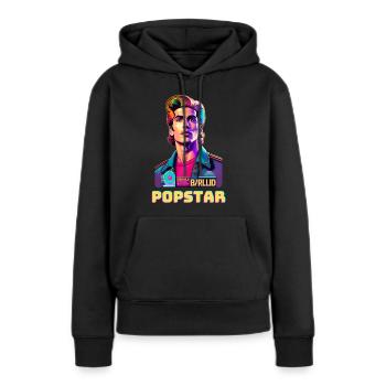 Popstar rétro - Sweat à capuche Premium bio Femme - noir - Devant - Julia (174cm)