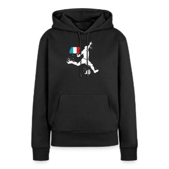 Joueur de football Blast France - Sweat à capuche Premium bio Femme - noir - Devant - Julia (174cm)