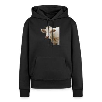 lustige Kuh Kuhkopf Geschenk Bauern - Frauen Premium Bio Hoodie - Schwarz - Vorne - Julia (174cm)