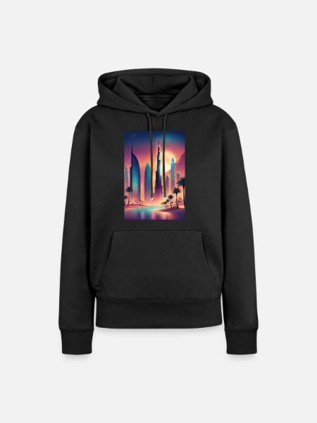 Buntes östliches Stadtbild - Frauen Premium Bio Hoodie - Schwarz
