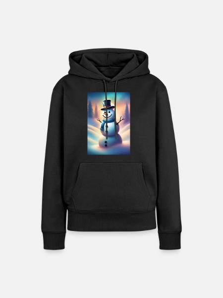 Glücklicher winterlicher Schneemann - Frauen Premium Bio Hoodie - Schwarz