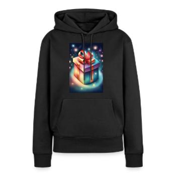 Cadeau surprise magique - Sweat à capuche Premium bio Femme - noir - Devant - Julia (174cm)